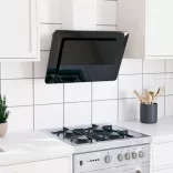 fekete rozsdamentes acél és edzett üveg fali páraelszívó 60 cm