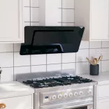 fekete rozsdamentes acél és edzett üveg fali páraelszívó 90 cm