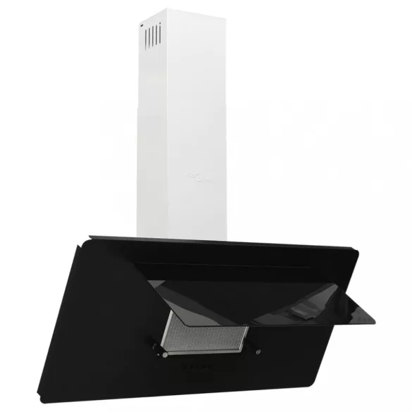 fekete rozsdamentes acél és edzett üveg fali páraelszívó 90 cm