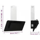 fekete rozsdamentes acél és edzett üveg fali páraelszívó 90 cm