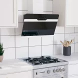 fekete acél és edzett üveg fali páraelszívó 60 cm