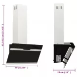 fekete acél és edzett üveg fali páraelszívó 60 cm