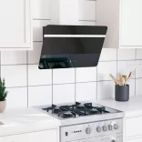 fekete acél és edzett üveg fali páraelszívó 60 cm