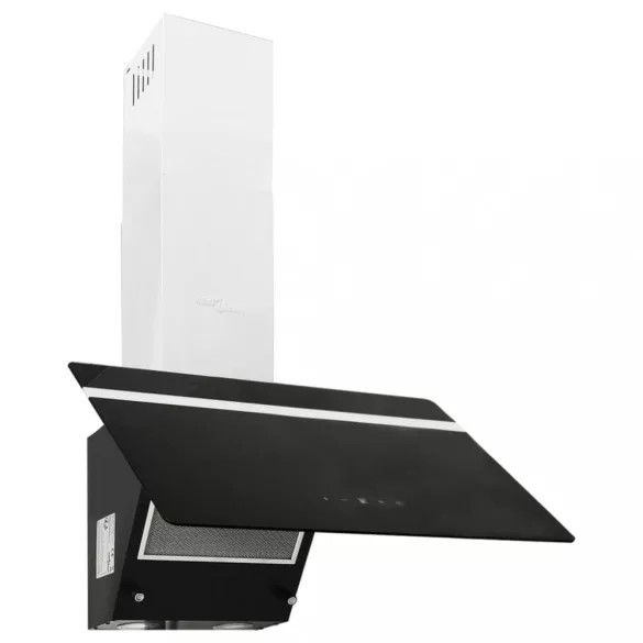 fekete acél és edzett üveg fali páraelszívó 60 cm