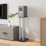 2 db 3-oszlopos fekete és ezüst edzett üveg hangszóróállvány