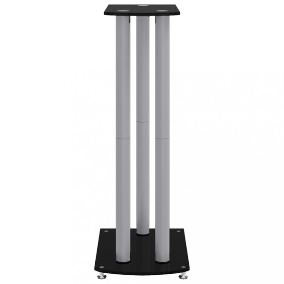 2 db 3-oszlopos fekete és ezüst edzett üveg hangszóróállvány