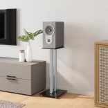 2 db 2 oszlopos fekete-ezüst edzett üveg hangszóróállvány
