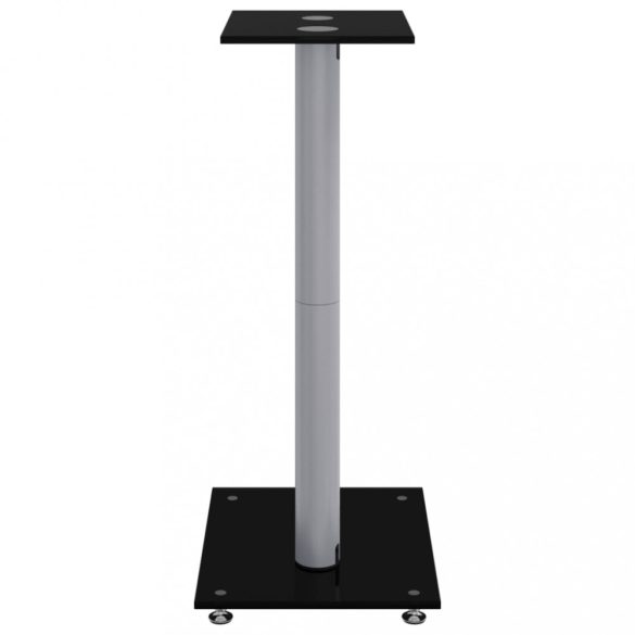 2 db 2 oszlopos fekete-ezüst edzett üveg hangszóróállvány