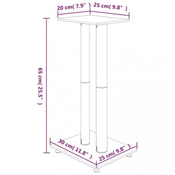 2 db 2 oszlopos fekete-ezüst edzett üveg hangszóróállvány