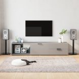 2 db 1 oszlopos fekete edzett üveg hangszóróállvány