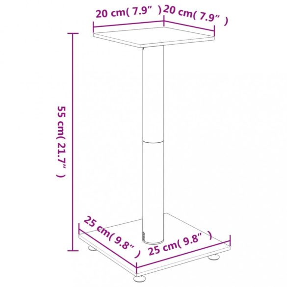 2 db 1 oszlopos fekete edzett üveg hangszóróállvány