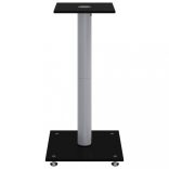 2 db 1 oszlopos fekete-ezüst edzett üveg hangszóróállvány