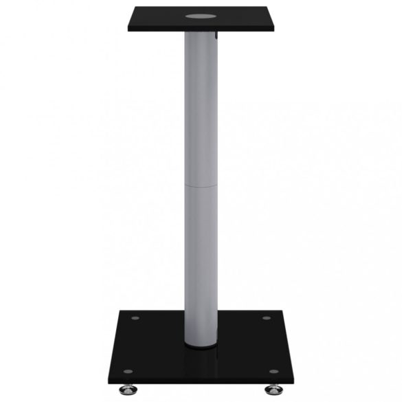 2 db 1 oszlopos fekete-ezüst edzett üveg hangszóróállvány