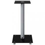 2 db 1 oszlopos fekete-ezüst edzett üveg hangszóróállvány