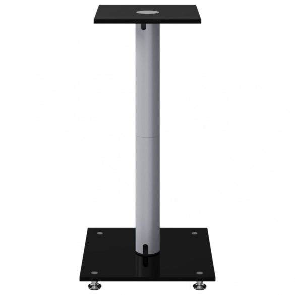2 db 1 oszlopos fekete-ezüst edzett üveg hangszóróállvány