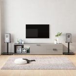 2 db 1 oszlopos fekete edzett üveg hangszóróállvány