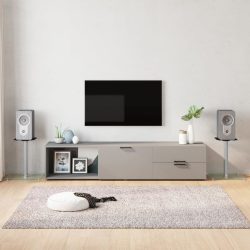   2 db 1-oszlopos ezüstszínű edzett üveg hangszóróállvány