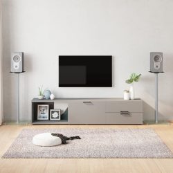   2 db 1-oszlopos ezüstszínű edzett üveg hangszóróállvány