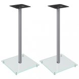 2 db 1-oszlopos ezüstszínű edzett üveg hangszóróállvány