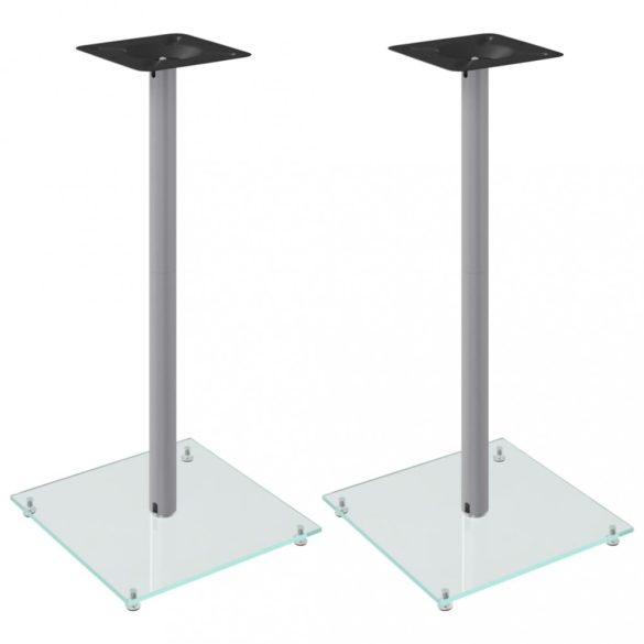 2 db 1-oszlopos ezüstszínű edzett üveg hangszóróállvány