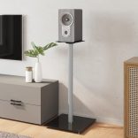 2 db 1 oszlopos fekete-ezüst edzett üveg hangszóróállvány
