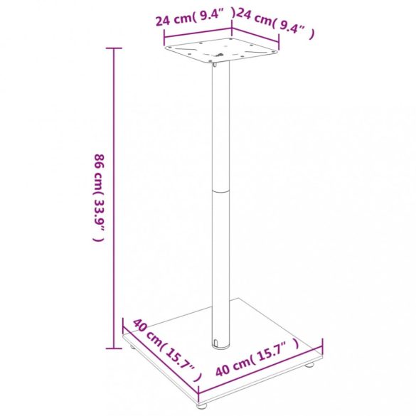 2 db 1 oszlopos fekete-ezüst edzett üveg hangszóróállvány