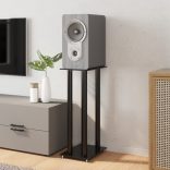 2 db 4-oszlopos fekete edzett üveg hangszóróállvány