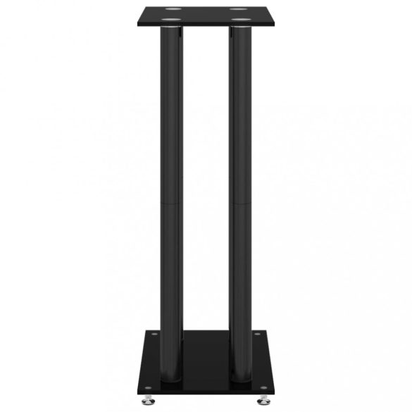 2 db 4-oszlopos fekete edzett üveg hangszóróállvány