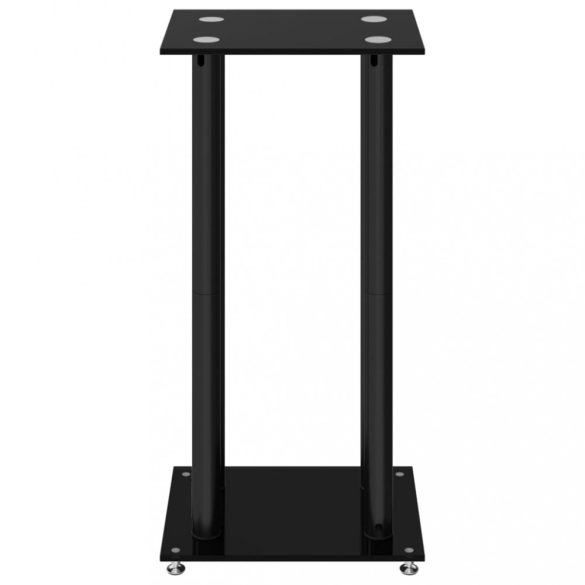 2 db 4-oszlopos fekete edzett üveg hangszóróállvány