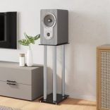 2 db 4-oszlopos fekete-ezüst edzett üveg hangszóróállvány