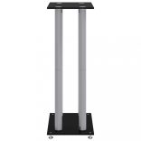 2 db 4-oszlopos fekete-ezüst edzett üveg hangszóróállvány