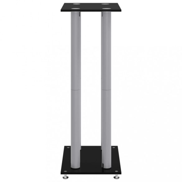 2 db 4-oszlopos fekete-ezüst edzett üveg hangszóróállvány