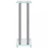 2 db 4 oszlopos ezüst edzett üveg hangszóróállvány