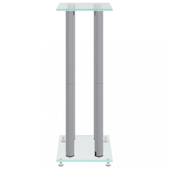 2 db 4 oszlopos ezüst edzett üveg hangszóróállvány