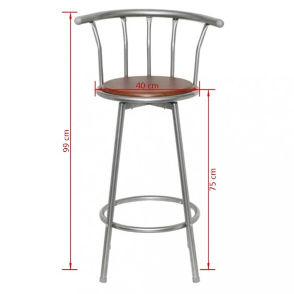 2 db barna acél bárszék