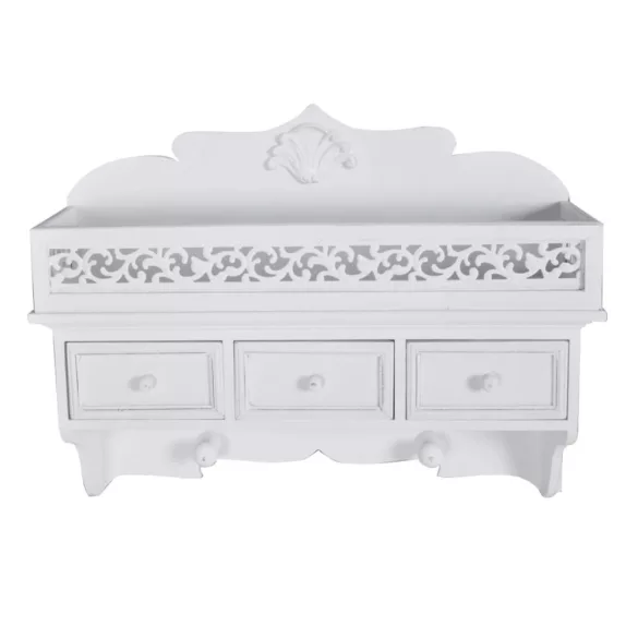 Fali polc/akasztó 3 fiókkal 2 kampóval