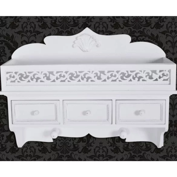 Fali polc/akasztó 3 fiókkal 2 kampóval