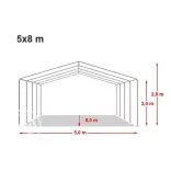 Professzionális rendezvénysátor 5x8m ipari 800N PVC ponyvával