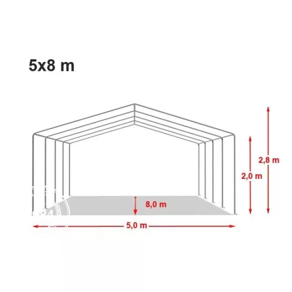 Professzionális rendezvénysátor 5x8m ipari 800N PVC ponyvával