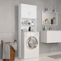 fehér forgácslap mosógépszekrény 64 x 25,5 x 190 cm