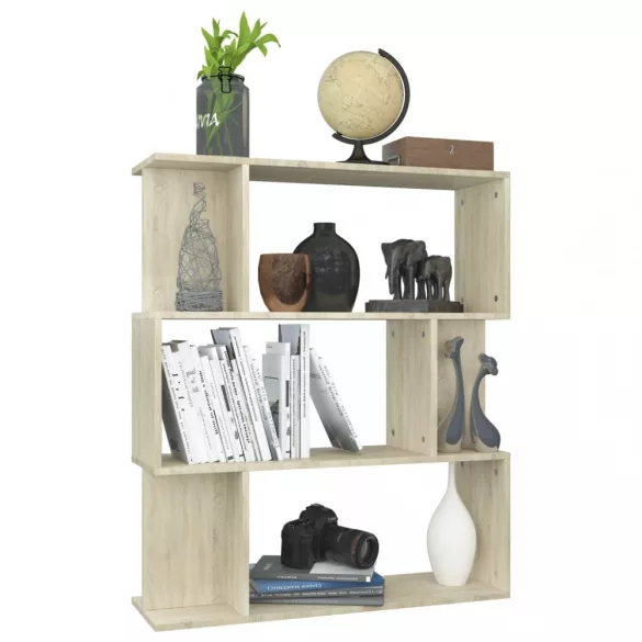 sonoma tölgy szerelt fa könyvszekrény/térelválasztó 80x24x96 cm