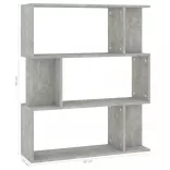 betonszürke szerelt fa könyvszekrény/térelválasztó 80x24x96 cm