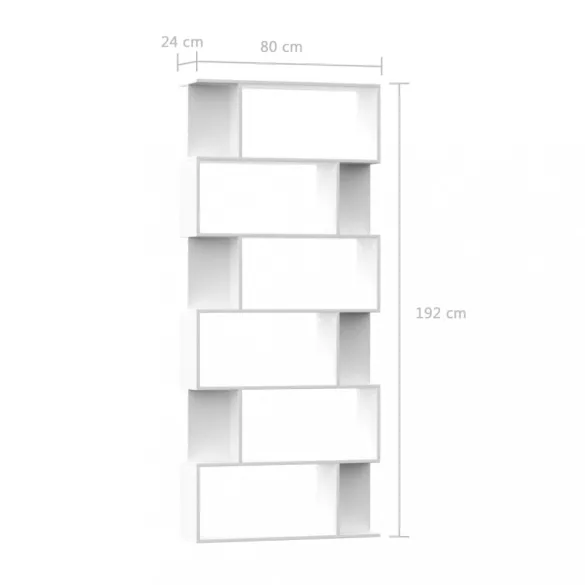 fehér szerelt fa könyvszekrény/térelválasztó 80x24x192 cm