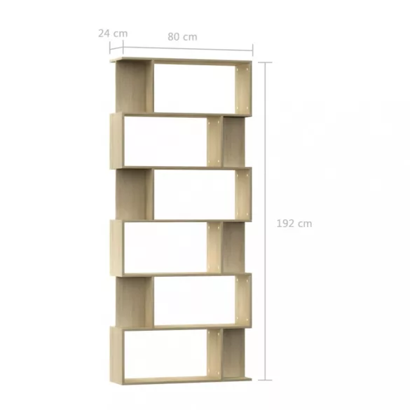 sonoma szerelt fa könyvszekrény/térelválasztó 80x24x192 cm