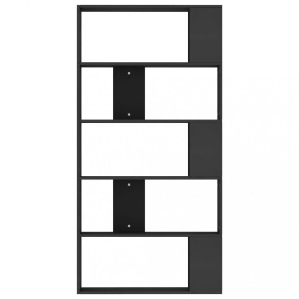 fekete szerelt fa könyvszekrény/térelválasztó 80x24x159 cm