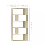 sonoma tölgy szerelt fa könyvszekrény/térelválasztó 80x24x159cm