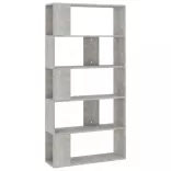 betonszürke szerelt fa könyvszekrény/térelválasztó 80x24x159 cm