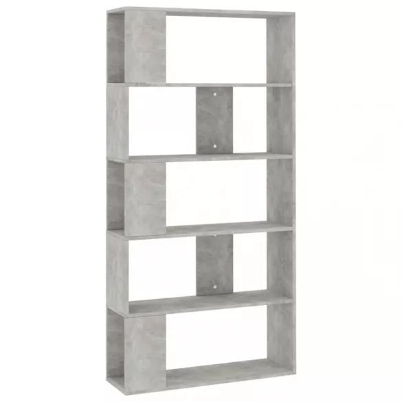 betonszürke szerelt fa könyvszekrény/térelválasztó 80x24x159 cm