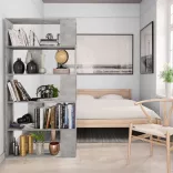 betonszürke szerelt fa könyvszekrény/térelválasztó 80x24x159 cm