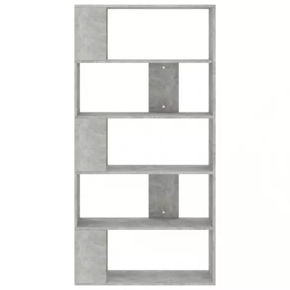 betonszürke szerelt fa könyvszekrény/térelválasztó 80x24x159 cm